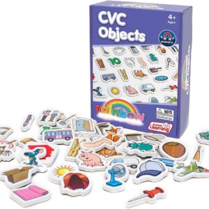 Junior Learning Rainbow CVC Objects Magnetic Foam Set, 40 Pieces, Ages 4-5, Phonics, Pre K-K